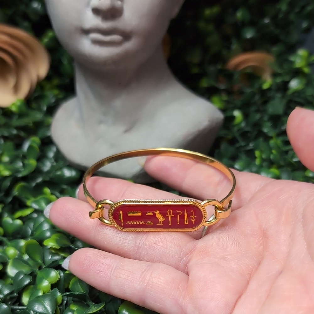 Gold and Red Hieroglyphic Bracelet - Picture 3 of 5